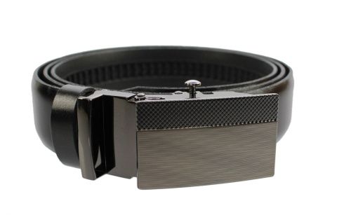 Wizytowy Pasek Skórzany 30 mm COMPLEX (PL) Pełna Klamra AUTOMAT/ZĄBEK Garnitur CZARNY Zaokrąglony AZ30/KAZ55