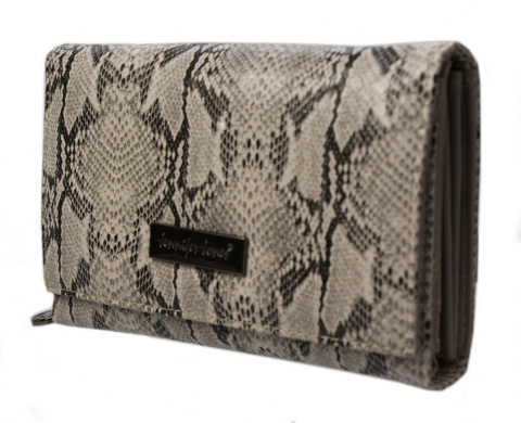 Portfel Damski E-Skóra Duży Lakierowany Z Teksturą "Skóra Węża" JENNIFER JONES Z Suwakiem 1103-6 15,5 x 10 [cm]