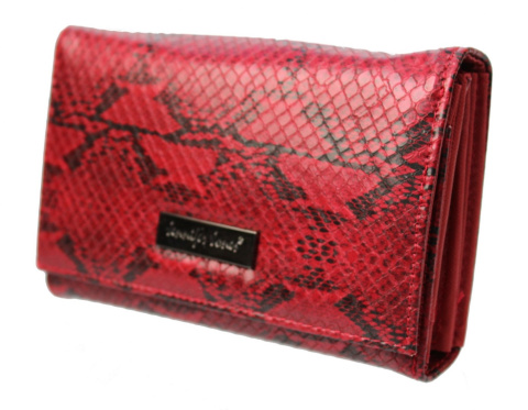 Portfel Damski E-Skóra Duży Lakierowany Z Teksturą "Skóra Węża" JENNIFER JONES Z Suwakiem 1103-6 15,5 x 10 [cm]