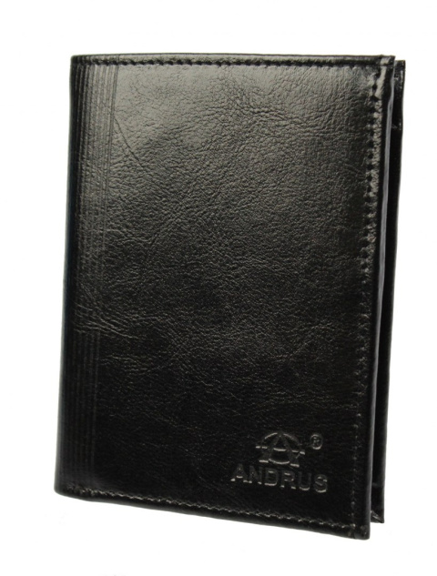 Portfel Męski ANDRUS (PL) Skóra Licowa Pionowy Bez Zapięcia Jedno Skrzydełko Kieszeń Na Bilon RIFD 13 x 10 x 2,5 [cm]