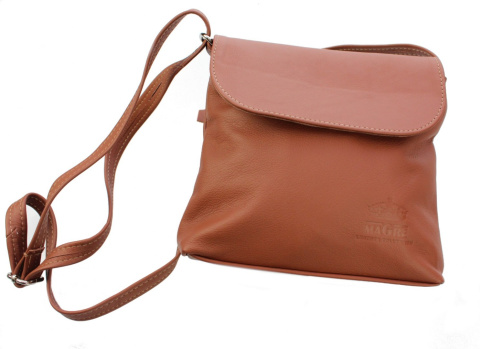 Torebka Skórzana MAGRE (PL) LIDKA Średnia Listonoszka Skóra Naturalna Jasna BRĄZOWA