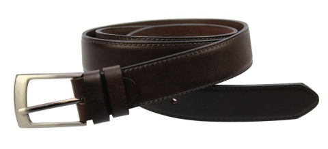 Pasek Męski Skórzany PAS-MAX (PL) "IMITACJA SZYCIA CIENKĄ NITKĄ" Skóra Licowa EXTRA 30 mm CZEKOLADOWY k43