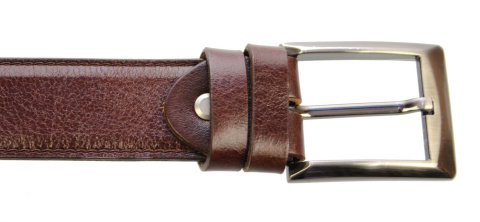 Pasek Męski Skórzany PAS-MAX (PL) Skóra Licowa EXTRA 35 mm "Imitacja Szycia" BRĄZOWY k41