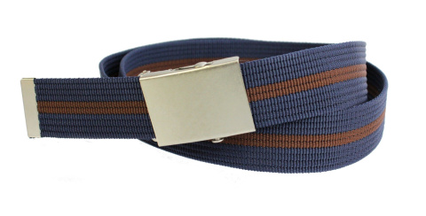 Pasek Parciany PAS-MAX (PL) Bawełniany PARCIAK 40 mm Klamra Z Rolką GRANATOWO-BRĄZOWY Szeroki