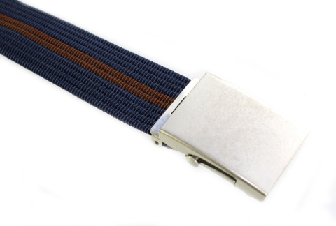 Pasek Parciany PAS-MAX (PL) Bawełniany PARCIAK 40 mm Klamra Z Rolką GRANATOWO-BRĄZOWY Szeroki