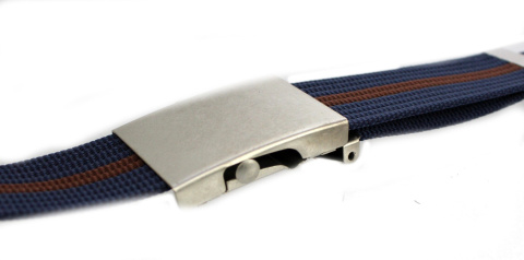 Pasek Parciany PAS-MAX (PL) Bawełniany PARCIAK 40 mm Klamra Z Rolką GRANATOWO-BRĄZOWY Szeroki