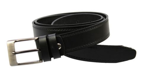 Pasek Skórzany COMPLEX (PL) "WZÓR PLECIONY II" 30 mm Skóra Naturalna CZARNY