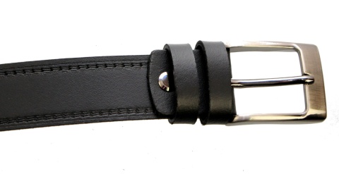 Pasek Skórzany COMPLEX (PL) "WZÓR PLECIONY II" 30 mm Skóra Naturalna CZARNY