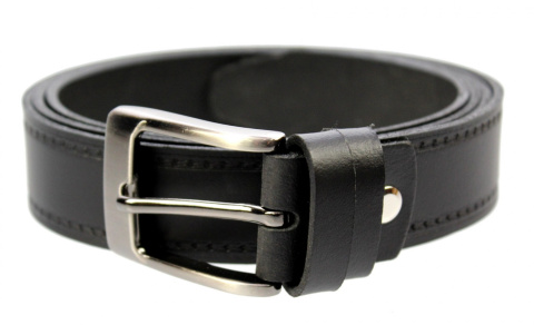 Pasek Skórzany COMPLEX (PL) "WZÓR PLECIONY II" 30 mm Skóra Naturalna CZARNY