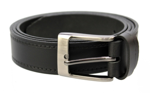 Pasek Skórzany COMPLEX (PL) "WZÓR PLECIONY II" 30 mm Skóra Naturalna CZARNY