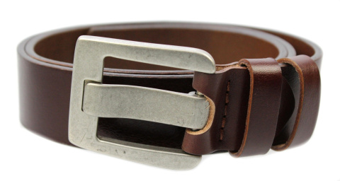 Pasek Skórzany POLSKA GALANTERIA (PL) CZEKOLADOWY Z TEKSTURĄ Skóra Licowa EXTRA 40 mm 040/08