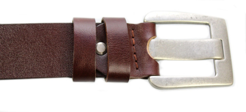 Pasek Skórzany POLSKA GALANTERIA (PL) CZEKOLADOWY Z TEKSTURĄ Skóra Licowa EXTRA 40 mm 040/08