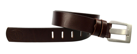 Pasek Skórzany POLSKA GALANTERIA (PL) CZEKOLADOWY Z TEKSTURĄ Skóra Licowa EXTRA 40 mm 040/08