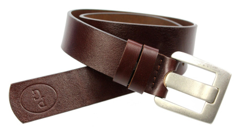 Pasek Skórzany POLSKA GALANTERIA (PL) CZEKOLADOWY Z TEKSTURĄ Skóra Licowa EXTRA 40 mm 040/08