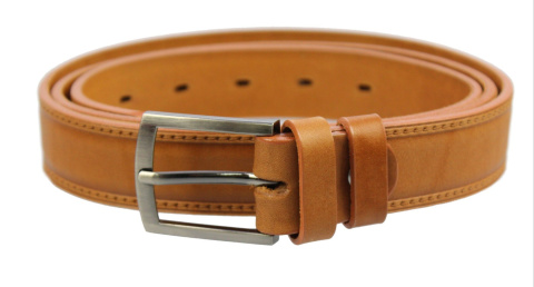 Pasek Skórzany Polska Galanteria (PL) "IMITACJA SZYCIA" Skóra Licowa EXTRA 30 mm JUCHT