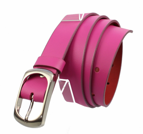 Pasek Damski Skórzany Gładki COMPLEX (PL) 30 mm FUKSJA Szerokość Standardowa