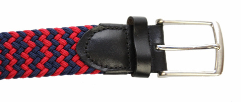 Pasek Gumowa Podwójna Plecionka Arucce (PL) Super Rozciągliwy 35 mm Klamra Tradycyjna CZERWONY I GRANATOWY