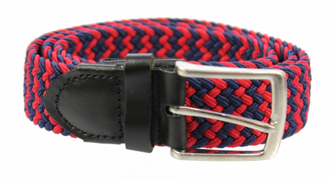 Pasek Gumowa Podwójna Plecionka Arucce (PL) Super Rozciągliwy 35 mm Klamra Tradycyjna CZERWONY I GRANATOWY