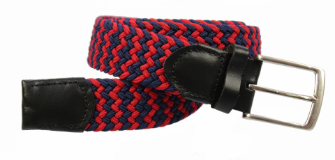 Pasek Gumowa Podwójna Plecionka Arucce (PL) Super Rozciągliwy 35 mm Klamra Tradycyjna CZERWONY I GRANATOWY