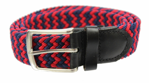 Pasek Gumowa Podwójna Plecionka Arucce (PL) Super Rozciągliwy 35 mm Klamra Tradycyjna CZERWONY I GRANATOWY