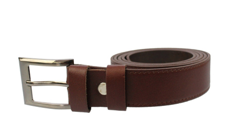 Pasek Męski Skórzany COMPLEX (PL) "IMITACJA SZYCIA" Skóra EXTRA 30 mm DW KASZTANOWY