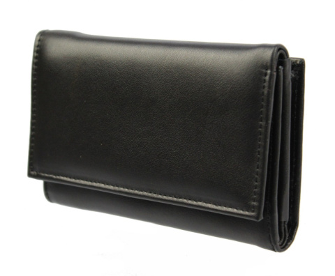 Portfel Damski Skórzany PolskaGalanteria 15 cm Suwak Skóra Naturalna Cielęca Czarny KP D1411