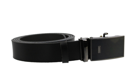 Pasek Skórzany Gładki PAS-MAX (PL) 35 mm AUTOMAT SAMOZACISK KLAMRA "CZARNA 27" Skóra Naturalna DW EXTRA CZARNY