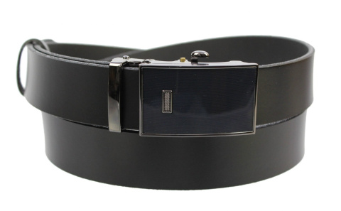 Pasek Skórzany Gładki PAS-MAX (PL) 35 mm AUTOMAT SAMOZACISK KLAMRA "CZARNA 27" Skóra Naturalna DW EXTRA CZARNY