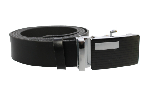 Pasek Skórzany Gładki PAS-MAX (PL) 35 mm AUTOMAT SAMOZACISK KLAMRA "CZARNA 28" Skóra Naturalna DW EXTRA CZARNY