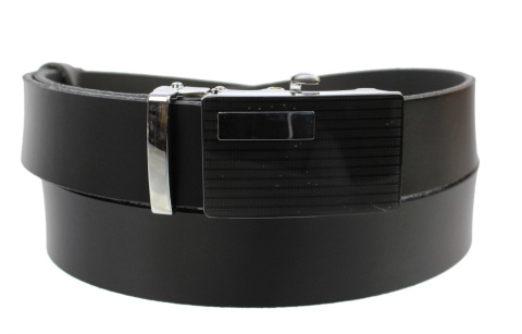 Pasek Skórzany Gładki PAS-MAX (PL) 35 mm AUTOMAT SAMOZACISK KLAMRA "CZARNA 28" Skóra Naturalna DW EXTRA CZARNY