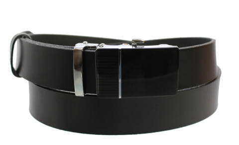 Pasek Skórzany Gładki PAS-MAX (PL) 35 mm AUTOMAT SAMOZACISK KLAMRA "CZARNA 29" Skóra Naturalna DW EXTRA CZARNY