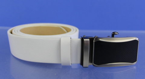 Wizytowy Pasek Skórzany 35 mm PAS-MAX (PL) Pełna Klamra AUTOMAT/SAMOZACISK Garnitur BIAŁY ASZ35/KASZ24