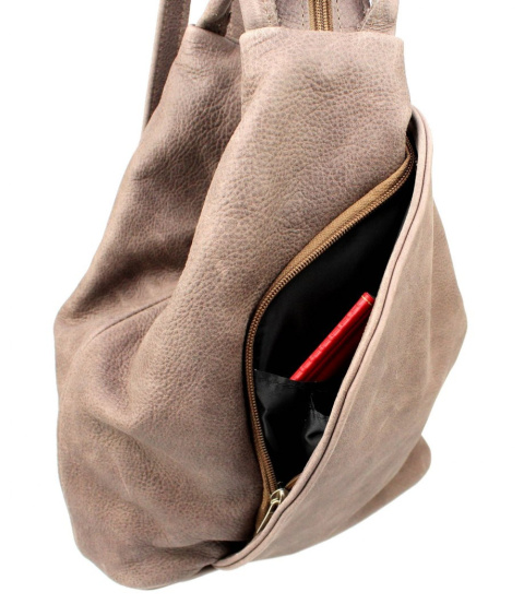 Plecak Skórzany PolskaGalanteria (PL) MARIOLA MLECZNY CZEKOLADOWY Skóra Naturalna Licowa