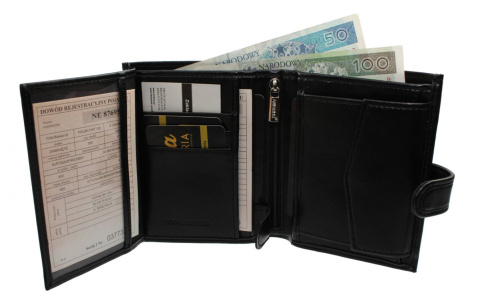 Portfel Męski ANDRUS (PL) Skóra Włoska Duży Pionowy Z Zapięciem Jedno Skrzydełko