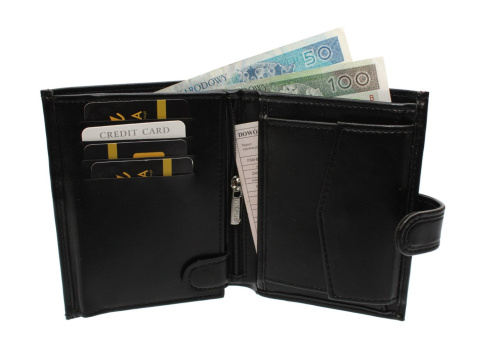 Portfel Męski ANDRUS (PL) Skóra Włoska Duży Pionowy Z Zapięciem Jedno Skrzydełko