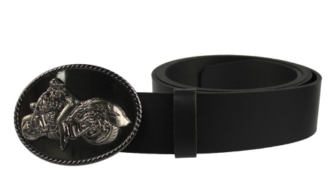 Pasek Skórzany COMPLEX (PL) Skóra Licowa 40 mm Klamra Pełna na Bolczyk BLASZKA "MOTOCYKL Wzór III"