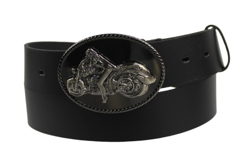 Pasek Skórzany COMPLEX (PL) Skóra Licowa 40 mm Klamra Pełna na Bolczyk BLASZKA "MOTOCYKL Wzór III"