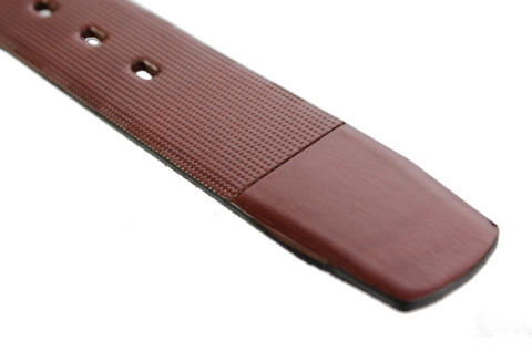 Pasek Skórzany COMPLEX (PL) Tłoczony Bieżnik Skóra Naturalna Licowa EXTRA 40 mm KASZTANOWY