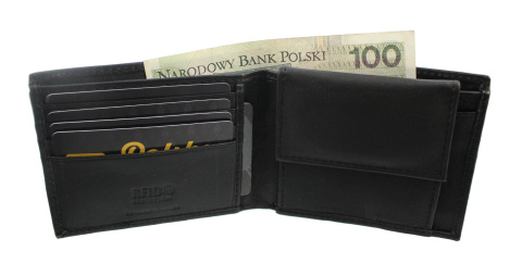 Portfel Męski Skórzany ARUCcE Skóra Licowa Mały Poziomy Bez Zapięcia RFID 114