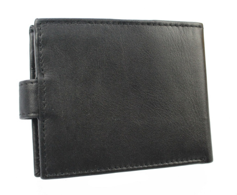 Portfel Męski Skórzany ARUCcE Skóra Licowa Mały Poziomy Z Zapięciem Jedno Skrzydełko Do Góry RFID 1414