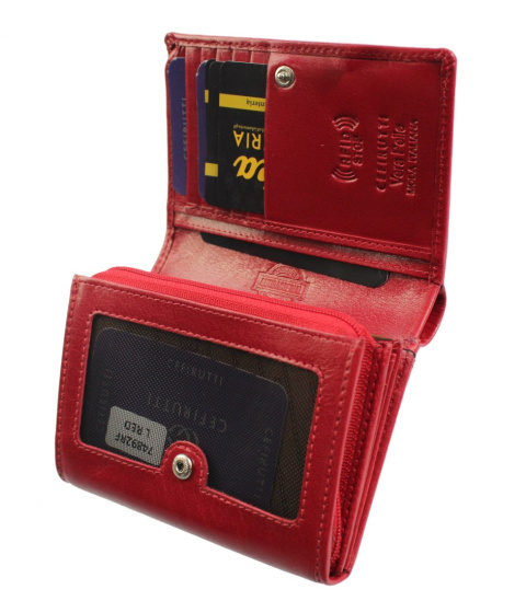 Portfel Damski Skórzany Cefirutti Skóra Licowa Z Wkładką Antybakteryjną 12 cm Suwak Wewnątrz RFID 74892-RF-AB 12 x 9 x 3 [cm]