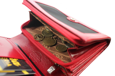 Portfel Damski Skórzany Cefirutti Skóra Licowa Z Wkładką Antybakteryjną 12 cm Suwak Wewnątrz RFID 74892-RF-AB 12 x 9 x 3 [cm]