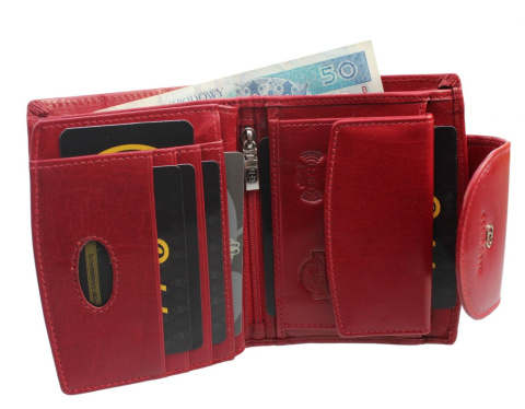 Portfel Damski Skórzany Cefirutti Skóra Licowa Z Wkładką Antybakteryjną Duży Z Zapięciem 70613-9RF-AB 10 x 12,5 x 3,5 [cm]