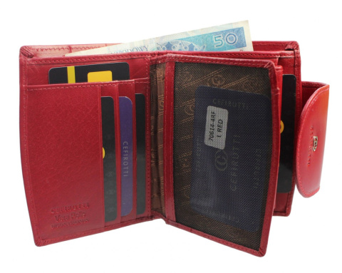 Portfel Damski Skórzany Cefirutti Skóra Licowa Z Wkładką Antybakteryjną Duży Z Zapięciem 70613-9RF-AB 10 x 12,5 x 3,5 [cm]