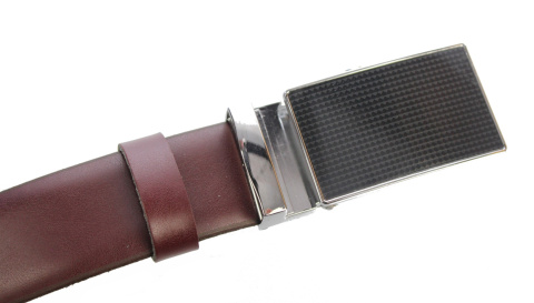 Wizytowy Pasek Skórzany 30 mm COMPLEX (PL) Pełna Klamra AUTOMAT/ZĄBEK Garnitur BURGUND Zaokrąglony AZ30/KAZ8