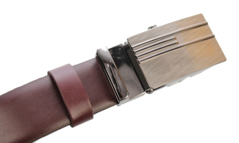 Wizytowy Pasek Skórzany 30 mm COMPLEX (PL) Pełna Klamra AUTOMAT/ZĄBEK Garnitur BURGUND Zaokrąglony AZ30/KAZ55