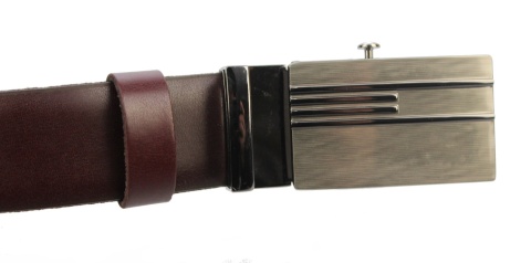 Wizytowy Pasek Skórzany 30 mm COMPLEX (PL) Pełna Klamra AUTOMAT/ZĄBEK Garnitur BURGUND Zaokrąglony AZ30/KAZ55