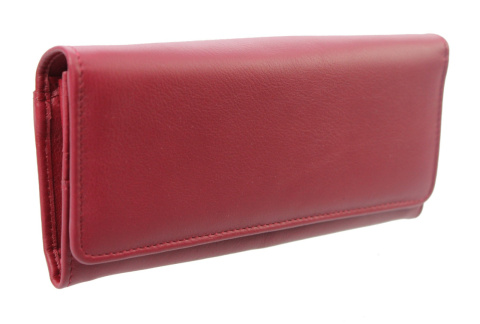 Portfel Damski PolskaGalanteria Długi Max Z Suwakiem Skóra Naturalna Bordowy D13