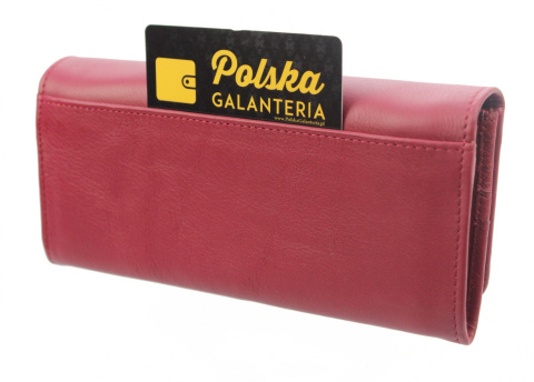 Portfel Damski PolskaGalanteria Długi Max Z Suwakiem Skóra Naturalna Bordowy D13