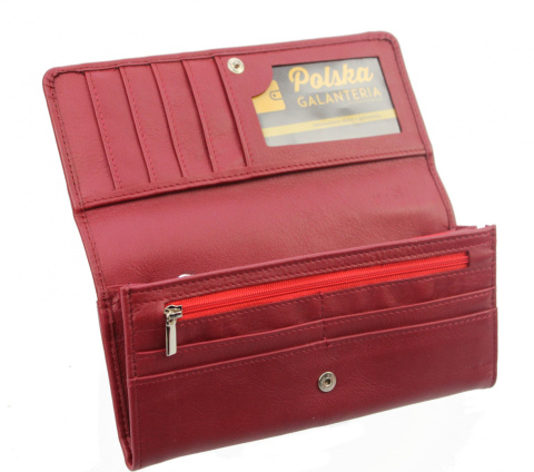 Portfel Damski PolskaGalanteria Długi Max Z Suwakiem Skóra Naturalna Bordowy D13